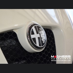 Alfa Romeo 4C Carbon Fiber Badge Cover Kit - Alfa Romeo Logo in White